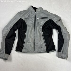 FirstGear Women's Silver Black Mesh Motorcycle Riding Jacket Armor Sz XS